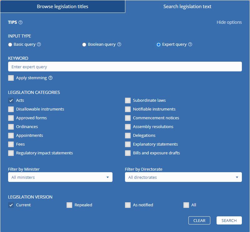 Advanced search Expert query input type